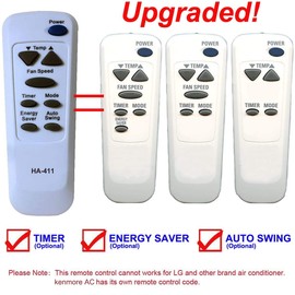 HA-411 Replacement for kenmore Air Conditioner Remote Control 6711A20056T Works for 580.76081 580.76081500 580.76081700 580.76081800 580.76105 580.76105600 580.76105700 580.77128 580.77128300 74125400