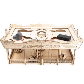 Coasterdynamix 3-D Bumper Cars Wooden Model Kit - Electric Motorized Building Puzzle Kit for Adults and Kids, Toy Puzzles and Mini Craft Decor Models for Jigsaw Assembly Projects