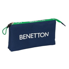 Safta BENETTON GREEN – Triple Pencil Case, Children's Pencil Case, Ideal for School Age Children, Comfortable and Versatile, Quality and Resistance, 22 x 3 x 12 cm, navy, M, Casual