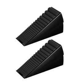 HOMOTEK Adjustable Tall Wedge Door Stopper, Heavy Duty Higher Door Stopper for Bottom of Door, Large Stainless Steel Door Stop Spring Non-Slip Rubber, Suit for Door Clearance of 0.2"-3", Black 2Pack