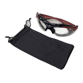 Biker Style Padded Pollen Protection Sunglasses 6109-3-CR (Black Red x Clear Lens) with Soft Carrying Case