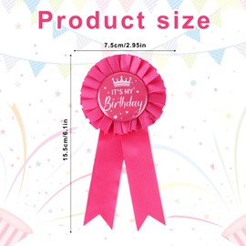 It’s My Birthday Brooch Pin, Satin Happy Birthday Ribbon Badge Button Ideal Themed Party Decorations Awards & Celebrations Supplies for Women and Men(Pink)
