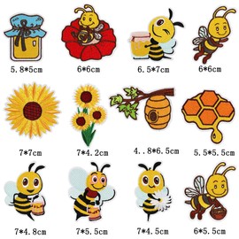 MEZHEN Iron-On Patches Bee Iron-On Patches Children DIY Sew-On Appliqué Patches for Clothes T-Shirt Jeans Bags Patches
