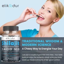 Elikadur SHILAJIT + ASHWAGANDHA GUMMIES Potent Antioxidant Immune Support Overall Health.