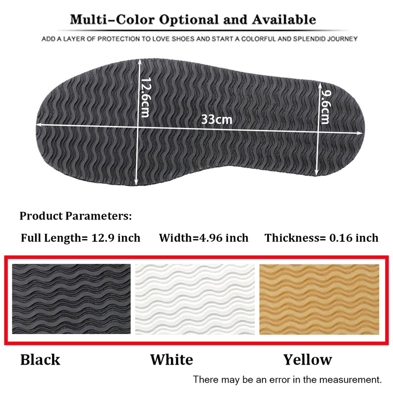 Anti-Slip Rubber Replacement Shoe Bottom Repair Material, Wave White, 12.8