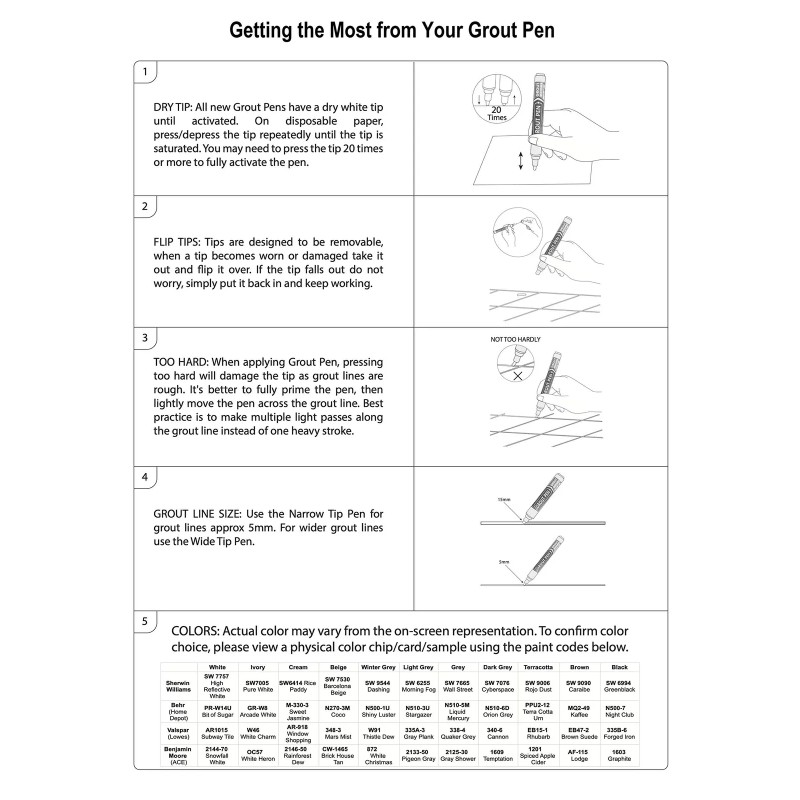 Grout Pen Black Tile Paint Marker: Waterproof Tile Grout Colorant