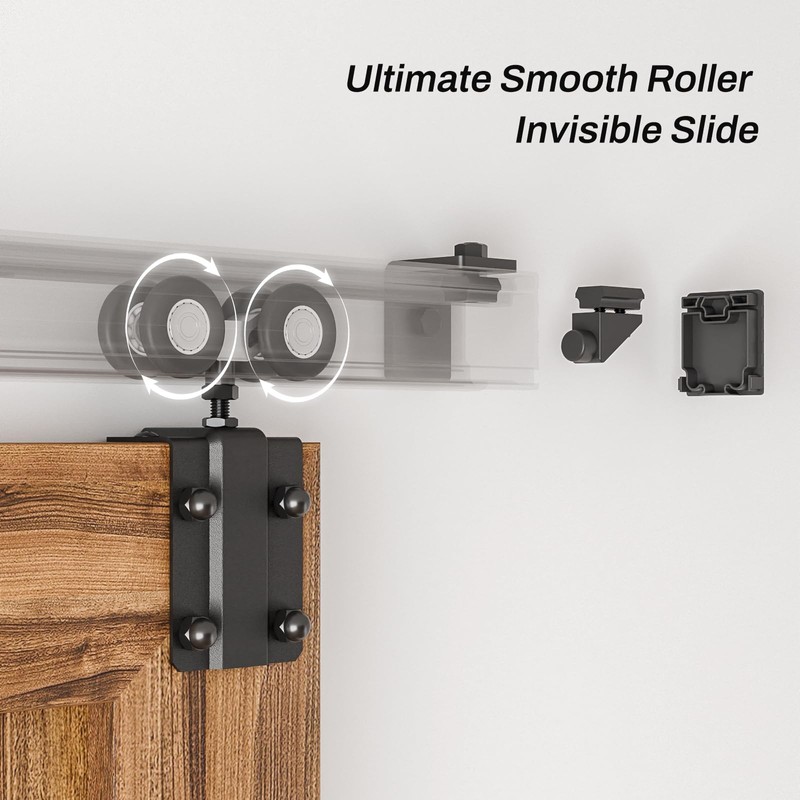 5FT Box Rail Sliding Barn Door Hardware,Wall Mount Track Kit,Heavy