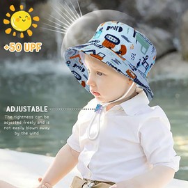 XYIYI Unisex Baby Toddler Sun Hat Children for 1-8 Years Boys Girls, blue excavators, Ages 4 - 8