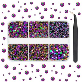 qiipii Vibrant Purple AB Resin Flatback Rhinestones 2mm 3mm 4mm 5mm 6mm Jelly Stones Gems Diamonds Charms for Nails Face Eyes Makeup Tumblers Bottles Crafts Bedazzling Clothes Shoes Phones Scrapbook﻿