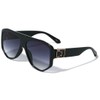 Dweebzilla Oversized Thick Bold Luxury Square Aviator Sunglasses (Glossy Black