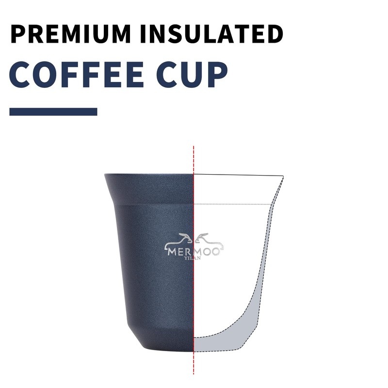 MERMOO YILAN Stainless Steel Espresso Shot Cups (2.7oz) 80ml，Insulated, Mixed