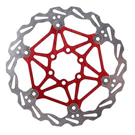 Keenso Mountain Bike Brake Disc, 160/180/203 mm Mountain Bike Floating Brake Disc 420 Stainless Steel Brake Disc with 7075-T6 Holder (180 mm Red)