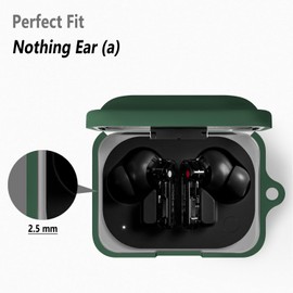 Geiomoo Silicone Case for Nothing Ear (a), Protective Cover with Carabiner (Emerald Green)