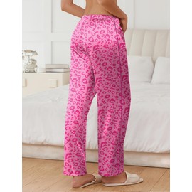 Ekouaer Womens Silk Satin Pajama Pants Soft Comfy Loose Pj Pants Drawstring Elastic Waist Wide Leg Lounge Bottoms with Pockets