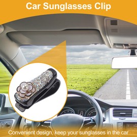 Hihaha Car Sunglasses Clip Universal Sun Visor Eyeglasses Holder Clip ABS,Diamond White 6.5x3cm 1 Pcs