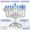 Aviv Judaica LED Knesset Chanukiah Metallic Silver Electric Chanukah Menorah
