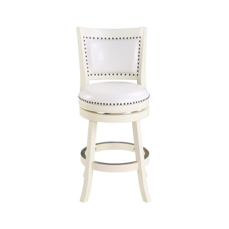 Boraam Bristol Swivel Stool-Distressed White, 24" Counter Height