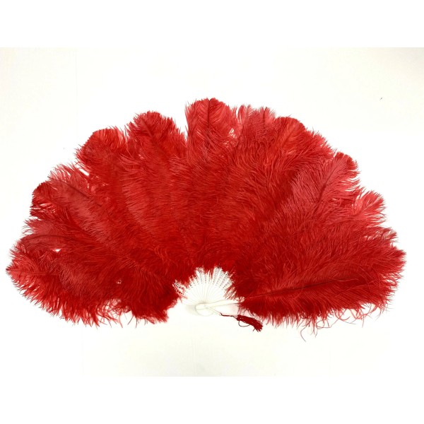 FeatherStore.com RED Ostrich Drab Feather Fan 36" x 20" Burlesque/Brid