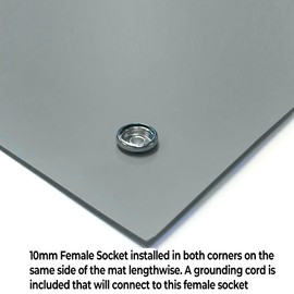 RubberStat Dual Layer ESD Compliant Workstation Rubber Table Mat Kit, Soldering, Cell Phone Repair, with Wrist Strap Set and Ground Cord - 36"x16" Grey