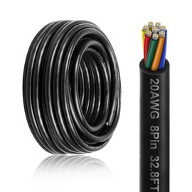 20 Gauge 8 Conductor Electrical Wire, 32.8FT 22AWG PVC Thermostat Wire, Low Voltage Landscape Wire, Flexible Cord for LED Lighting Strips Automotive Garden Bell Speaker
