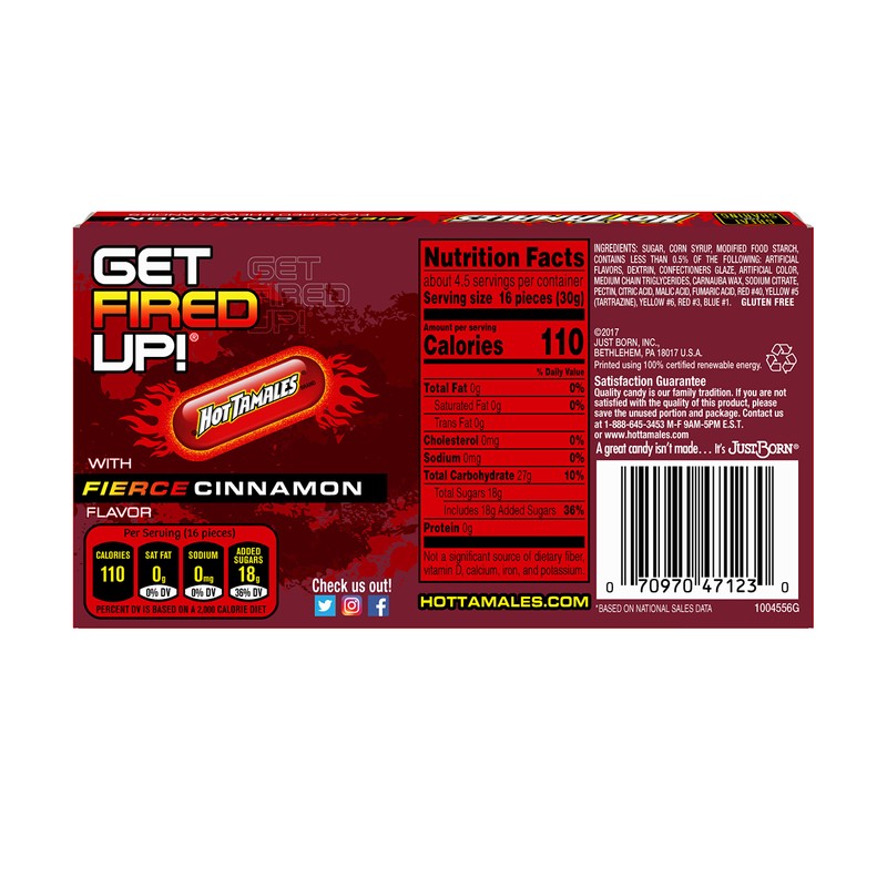 Hot Tamales Fierce Cinnamon Candy, 5oz Theater Box, Pack of