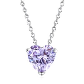 GAVU Women's Silver Heart Light Point Solitaire Necklace, Cubic Zirconia, Cubic Zirconia