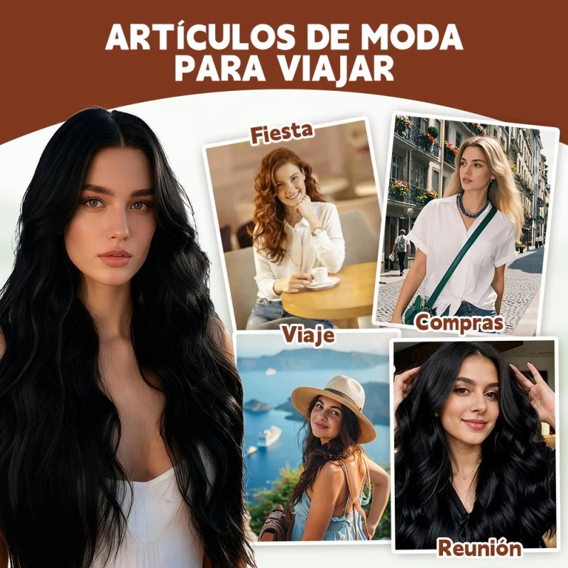 Extensiones De Cabello De Pelo Ondulado Cortinas Clip 6 Pzs