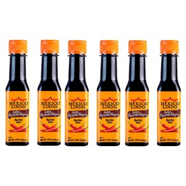 Al Amin Foods MEXICO LINDO SALSA PICANTE NEGRA( Black Hot Sauce), 6 Bottles 5 fl.oz (150ml), Green