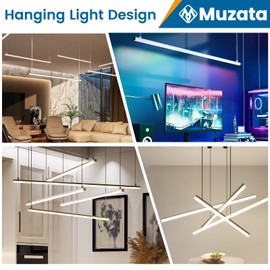 Muzata 5Pack 3.3FT/1M Spotless LED Channel with Hanging Wire No Hot Spots Silver Aluminum LED Strip Diffuser Channel with Milky White Cover U116 WW 1M