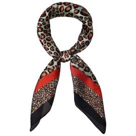 Allegra K Women's Silk Scarf, Square, 27.6 inches (70 cm), Leopard Pattern, Square Scarf, Neckerchief, Hair Decoration, Office, Uniforms, orange