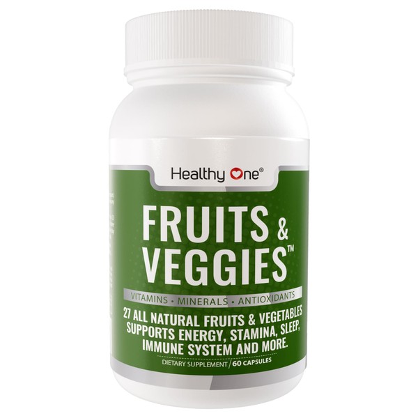 Healthy One Fruit and Veggies Supplement - 27 Superfood Fruit Vitamins and Veggie Vitamins for Adults - Fruit Veggie Pills - Daily Fruits and Vegetables Supplements - 60 Fruit and Veggie Capsules
