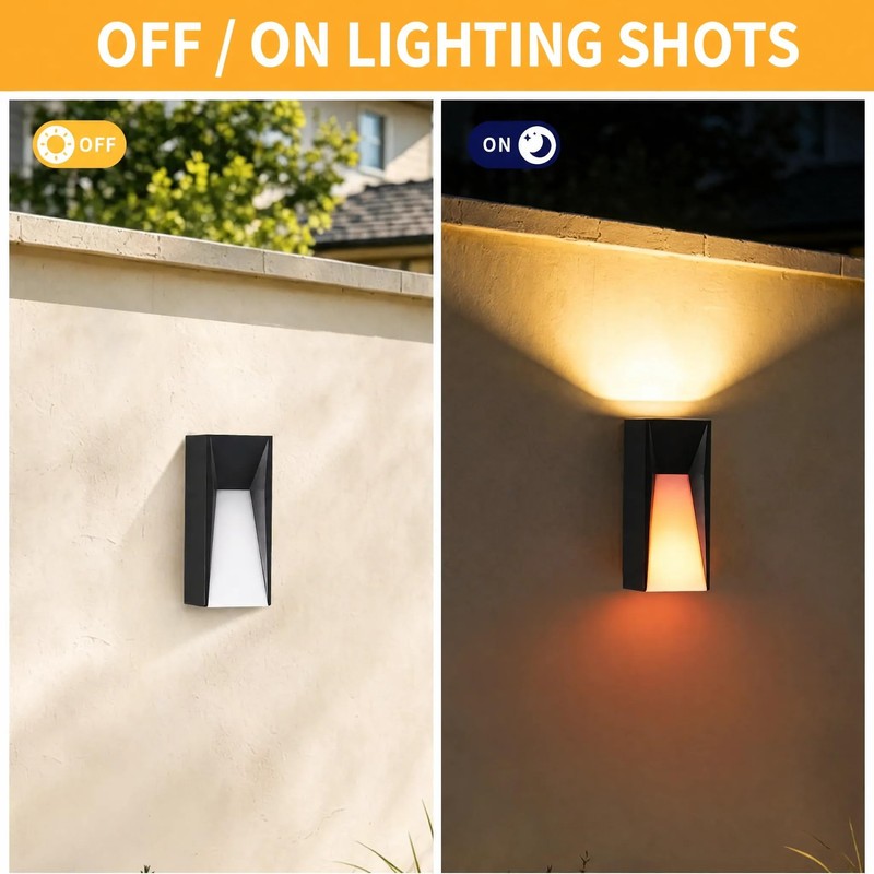Modern Black LED Dynamic-Flame Effect Wall Lights,12W,3000K,Waterproof