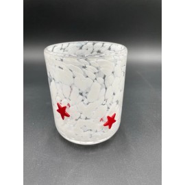 Anthropologie Icon Juice Glass Confetti Edition Red Star 17.25 Oz. 4.5”x3.5” NIB