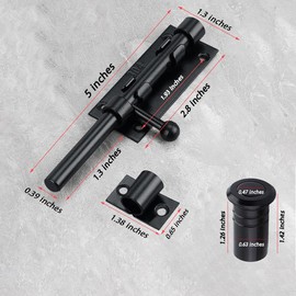 5-inch Bucket Bolt Lock Outdoor Fence Door Lock weldable Steel Painted pin (Black)