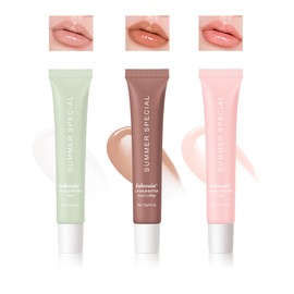 Tinted Lip Butter Balm,3 Colors Hydrating Lip Balm Lip Gloss Vanilla Sheer Tint Stain Non-Sticky Lip Glow Oil for Instant Moisture,Shine and Soothing Women Dry Cracked Lip Care Lip Sleeping Mask-Set B