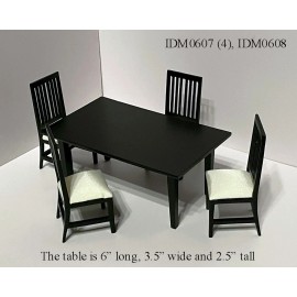 International Dollhouse Miniatures 1:12 SCALE DOLLHOUSE MINIATURES - MISSION TABLE & 4 CHAIRS