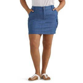 Lee Women's Plus Size Ultra Lux Comfort with Flex to Go Cargo Skort, Chambray, 18 Plus