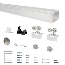 DIYHD 60" Commercial Grade Aluminum Pocket Door Track Kit,Ceiling Mount Box Rail Sliding Door Hardware