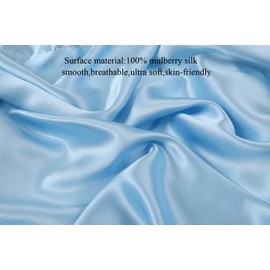 Knlpruhk Silk Fitted Crib Sheet 28" x 52" Surface (100% Pure Mulberry Silk) – 9" Deep Pocket (Satin) for Baby Hair 19 Momme 6A High Grade Fibers Ultra Soft Smooth Breathable Lt Blue