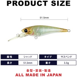 Lucky Craft Baby Shad (5640 Kito Kito Moebi, 50SP Silent/Suspending)