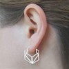 Handmade 925 Sterling Silver Hexagonal Geometric Hoop Earrings with Signature