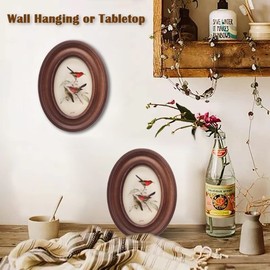 YONGYAN Oval Wooden 4x6 Inch Picture Frame Vintage Photo Frame for Wall Hanging or Tabletop Home Decoration (Brown)