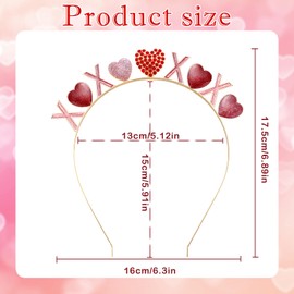 Valentine's Day Red Heart Head Boppers, Love Heart Headbands, Valentine's Day Heart Headbands, Heart Headband, Crystal Love Heart Hair Hoop, for Carnival, Valentine's Day, Wedding, Theme Party (A)