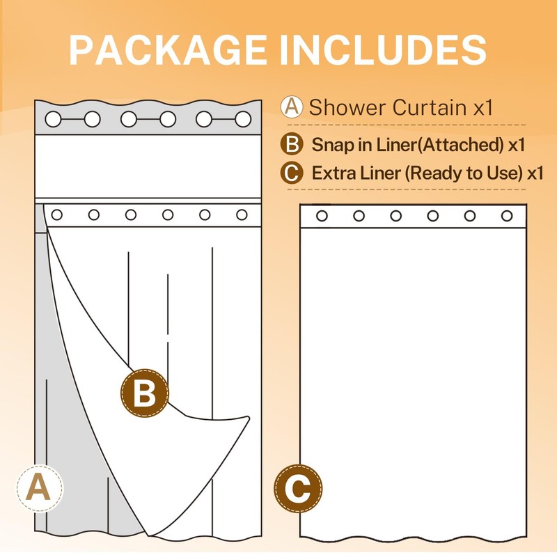 River Dream No Hooks Shower Curtain with 2 Snap in