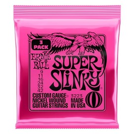 Ernie Ball Super Slinky - Cuerdas para guitarra eléctrica, entorchado de níquel, 3 paquetes, calibre 9-42