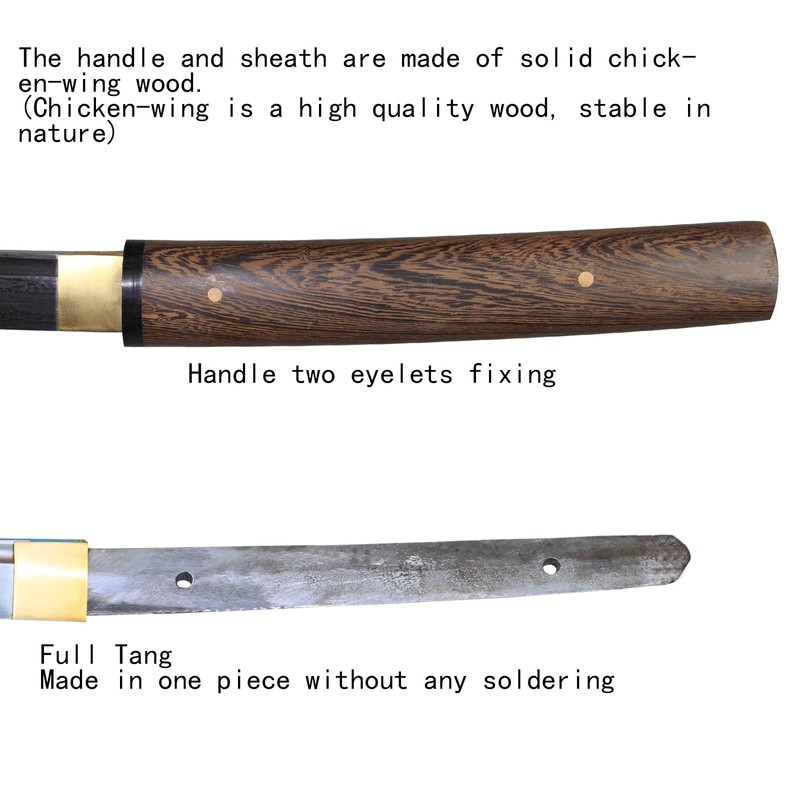 Katana Sword Real Patterned Steel Full Tang Sharp Handmade Samurai