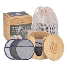 GREENZLA Discos Desmaquillantes Reutilizables Greenzla Premium(12 Unidades) De Algodón De Microfibra Discos De Algodón Y Toallitas Faciales De Bambú Para Todo Tipo De Piel Con Bolsa De Malla
