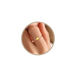 JSJOY November Birthstone Ring for Women Citrine Rings Dainty Stackable Gold Rings that Non Tarnish Sister Birthday Gifts Girlfriend Birthday Gifts