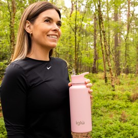 iglu Reusable Water Bottles | Premium Double Walled Stainless Steel | 1 Litre Vacuum Insulated Bottle | Leakproof Straw Lid | Sweatproof & BPA Free | Great His & Her Eco Gift (Himalayan Pink, 1L)