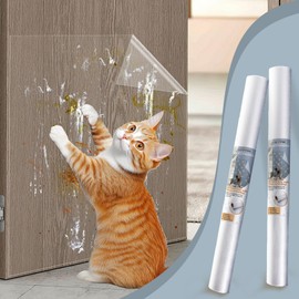 Matte Clear Wall Protector Contact Paper for Pet Scratching, Shelf Liner Self Adhesive for Kitchen Cabinets Protective Film Removable Wallpaper for Furniture,Wall Behind Pet Bowls (17.5inx393in)